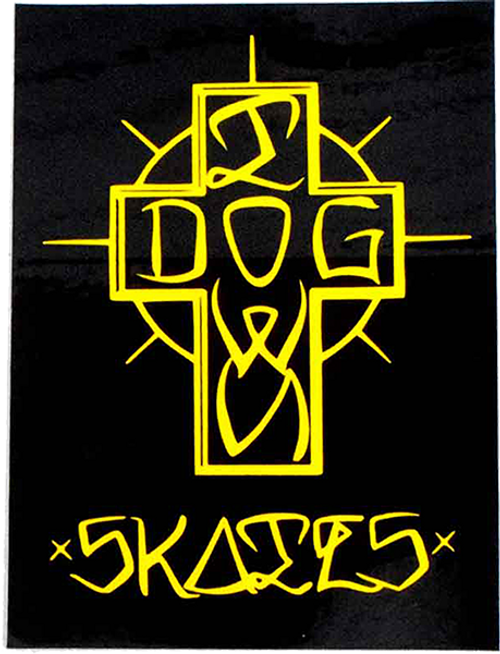 DOGTOWN ESE CROSS 4" DECAL STICKER BLK/YEL