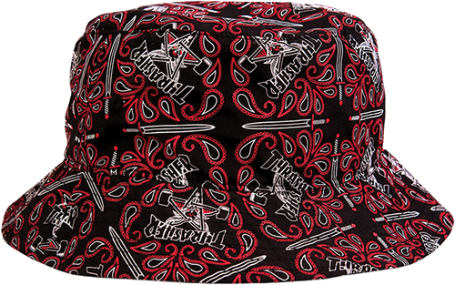 THRASHER BANDANA BUCKET HAT L/XL-BLACK/RED