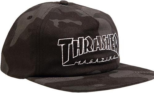 THRASHER OUTLINED HAT ADJ-BLACK CAMO
