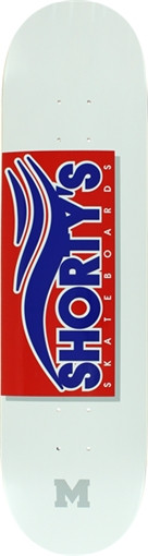 SHORTY'S SKATE TAB MD SKATEBOARD DECK-8.1 WHT/RED/BLU