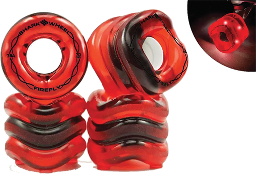 SHARK FIREFLY 60MM 78A TRANS.RED W/RED LIGHTS WHEELS SET