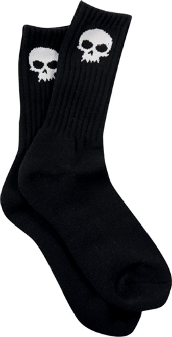 ZERO SKULL CREW SOCKS BLK WHT single pair