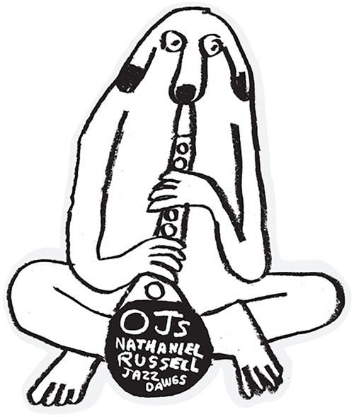 OJ JAZZ DAWGS MYLAR DECAL 3.7X4.5 BLACK/WHITE STICKER