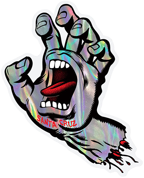 SANTA CRUZ SCREAMING HAND DECAL 4X6.2 MTLC.RAINBOW HOLO STICKER