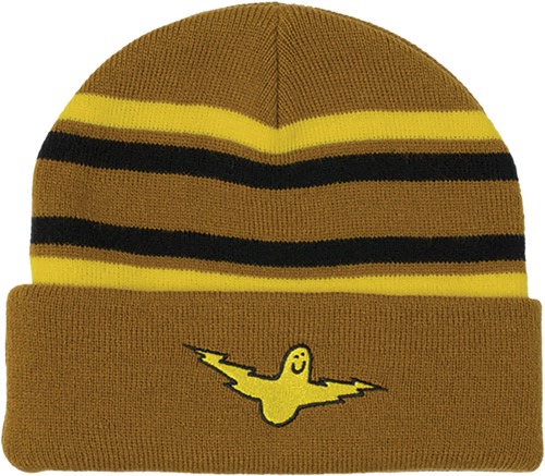 KROOKED BIRD LIGHTENING CUFF BEANIE TAN/YEL/BLK