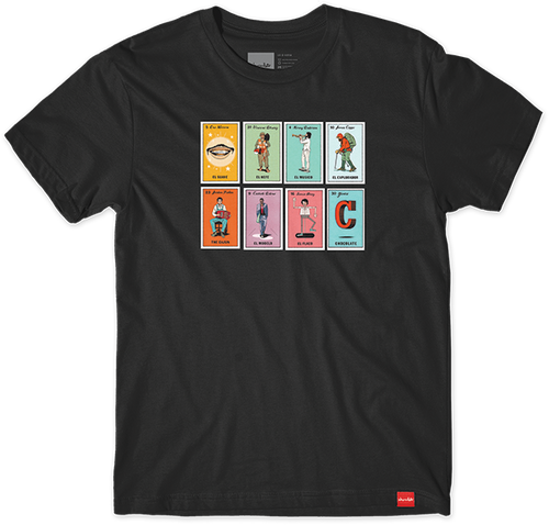 CHOCOLATE LOTERIA CARD SPREAD SS TSHIRT MEDIUM BLACK