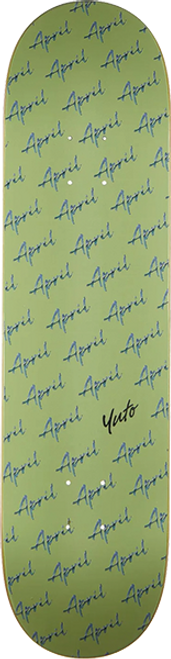 APRIL HORIGOME SCRIPT LOGO SKATEBOARD DECK 8.0 GREEN