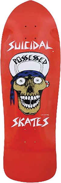 SUICIDAL PUNK SKULL 80S SKATEBOARD DECK-10.12x30.82 RED FLAKE