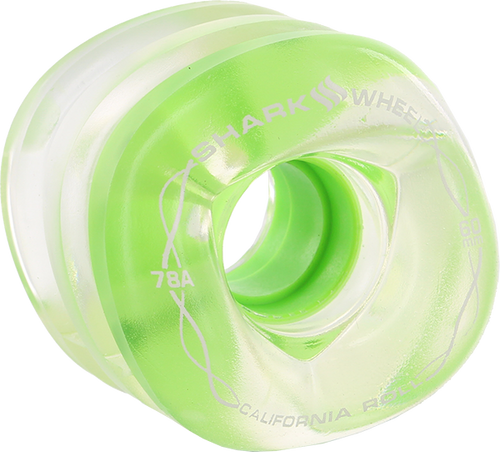 SHARK CALIFORNIA ROLL 60mm 78a CLEAR W/GREEN HUB WHEELS SET