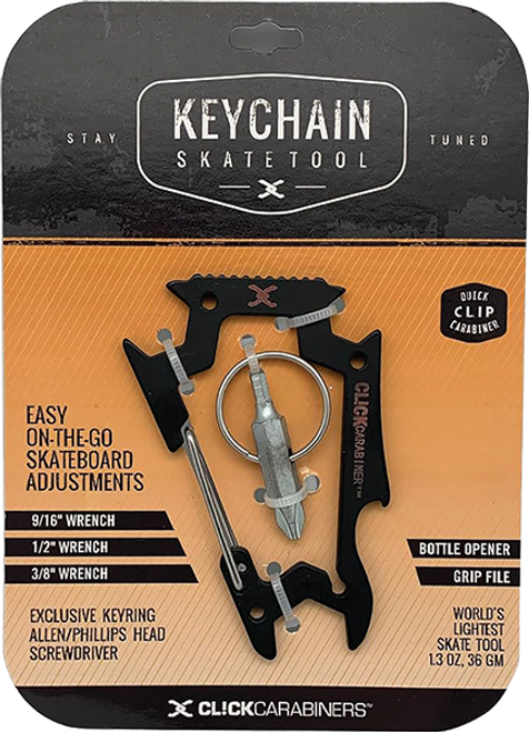 SK8OLOGY CARABINER KEYCHAIN SKATE TOOL BLACK