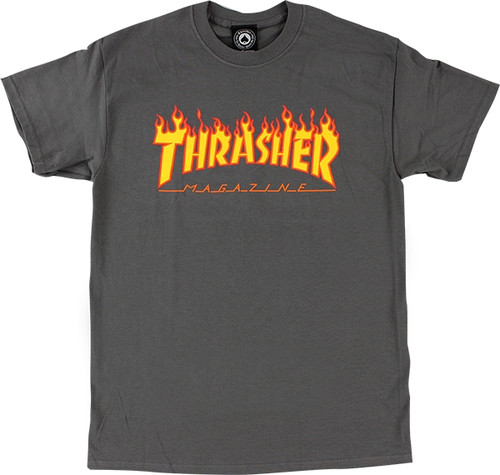 THRASHER FLAME SS Tshirt XLARGE-GREY