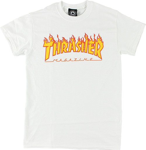 THRASHER FLAME SS XLARGE-WHITE