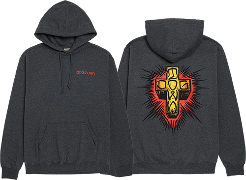 DOGTOWN ESE CROSS 2 HOODIE MEDIUM  CHARCOAL HEATHER