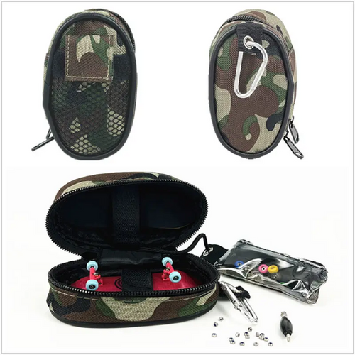 Social Fingerboard Zip Pouch Carabiner Bag Camo 4x2.5
