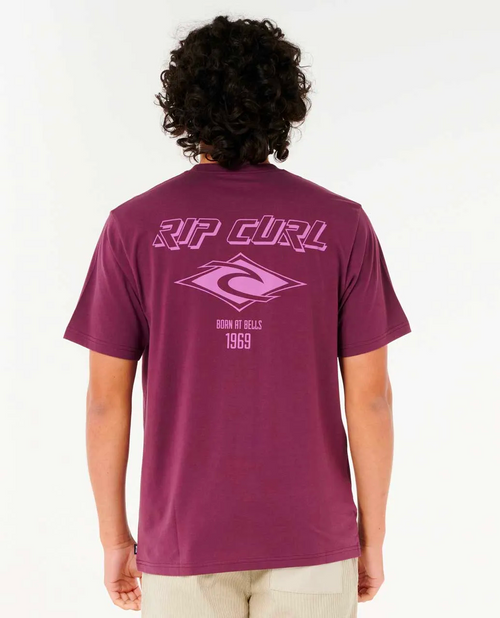 Rip Curl Fade Out Icon SS Tshirt Mens Deep Plum