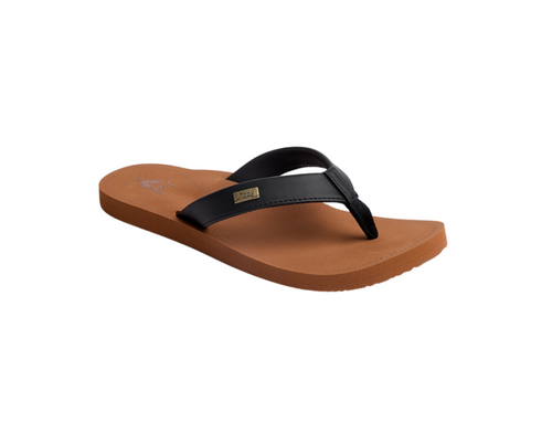 Reef Beachbreak Flip Flops Womens Black Tan