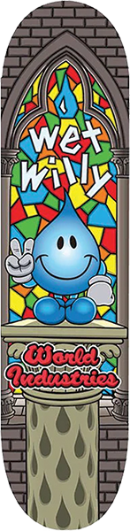 WORLD INDUSTRIES WET WILLY STAINED GLASS SKATEBOARD DECK 8.25 w/ grip