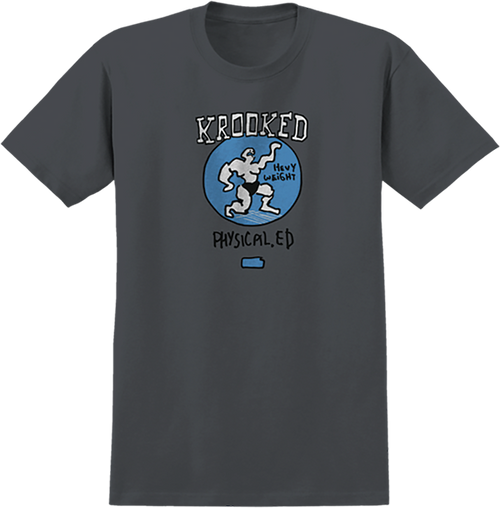 KROOKED PHYSICAL ED SS TSHIRT LARGE CHARCOAL