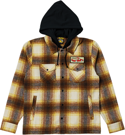 KROOKED DOUBLE OK HOODIE FLANNEL MEDIUM BROWN/TAN PLAID