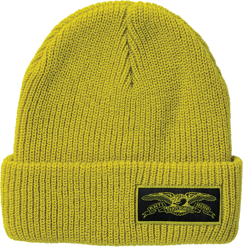 ANTI HERO STOCK EAGLE LABEL CUFF BEANIE YELLOW/BLACK