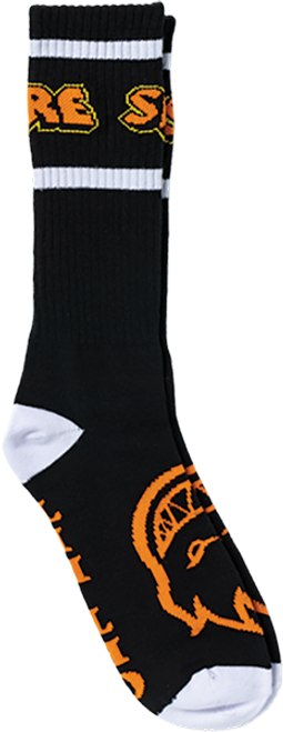 SPITFIRE HELLFIRE SCRIPT CREW SOCK BLACK/WHITE/ORANGE