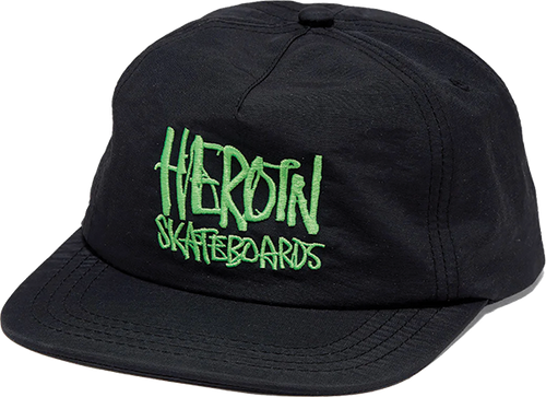 HEROIN SCRIPT NYLON HAT ADJ-BLK/GRN HEROIN SCRIPT NYLON HAT ADJ-BLK/GRN