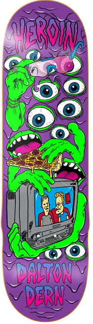 Heroin Dern Mutate Or Die Skateboard Deck Purple 8.75