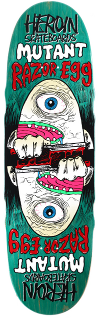 Heroin Mutant RazorEgg Skateboard Deck White Pink 9.5 Heroin Mutant RazorEgg Skateboard Deck White Pink 9.5