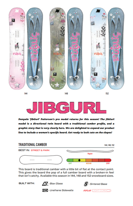 Public JibGurl Snowboard Womens 26 Pink 144