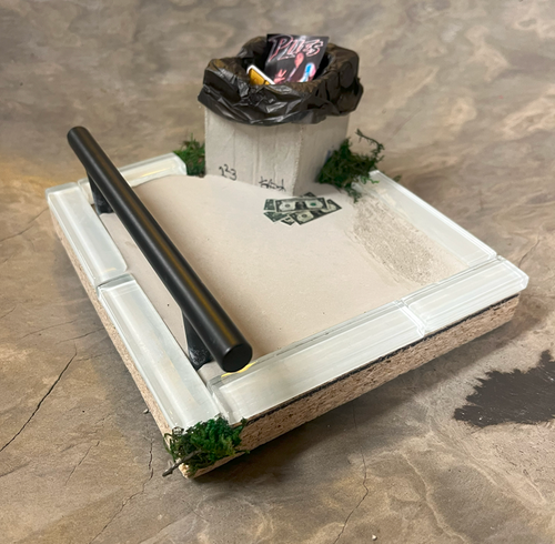 223 Fingerboard Spot Park Trash Can Rail Combo 6x6