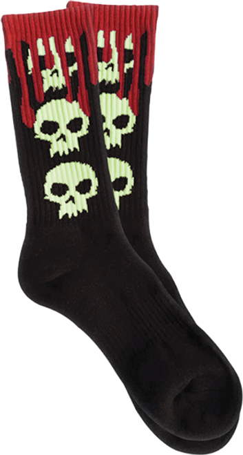 ZERO 3 SKULL BLOOD CREW SOCKS BLACK/GLOW 1pr