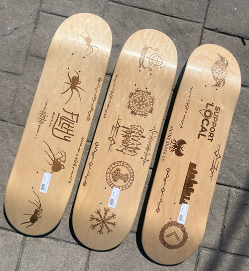 Filthy Wood Burned Skateboard Deck Natural Brow 8.5 wb14.5 Filthy Wood Burned Skateboard Deck Natural Brow 8.5 wb14.5
