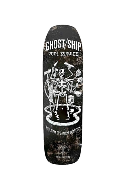 Ghostship Pool Service Shuvel Nose Skateboard Deck Black 9.0 wb14.5