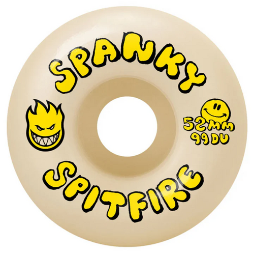 Spitfire Spanky Long F4 Happy Wheels Set Yellow Blue 52/99 Spitfire Spanky Long F4 Happy Wheels Set Yellow Blue 52/99