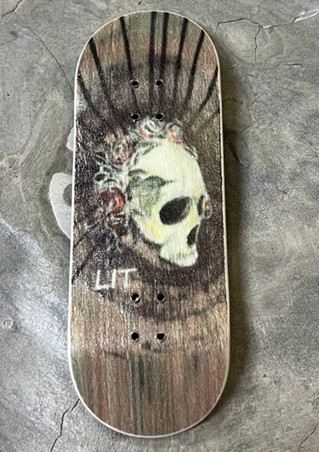 LIT Skull Rose Deck Brown Stain 32x98 High