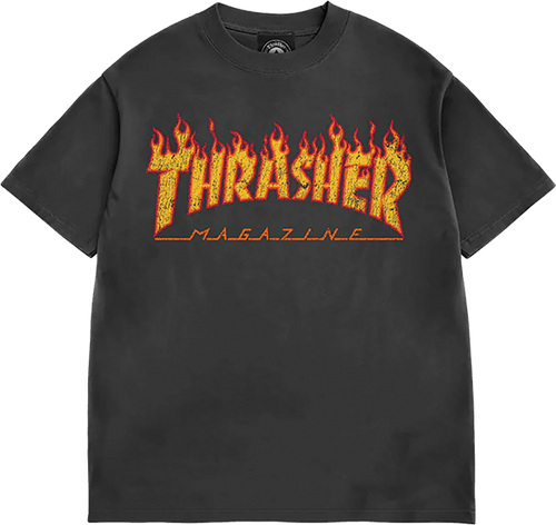 THRASHER FLAME VINTAGE SS TSHIRT XLARGE BLACK
