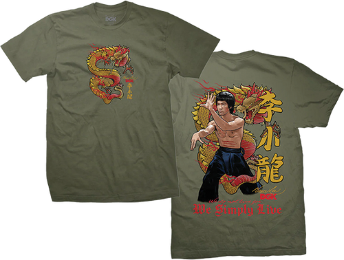 DGK BRUCE LEE LIL' DRAGON SHORT SLEEVE TSHIRT SMALL MILITARY GREEN