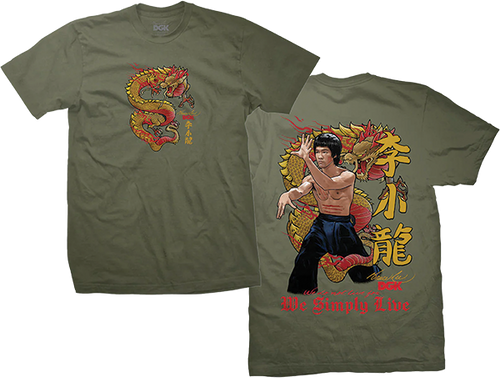 DGK BRUCE LEE LIL' DRAGON SHORT SLEEVE TSHIRT MEDIUM MILITARY GREEN