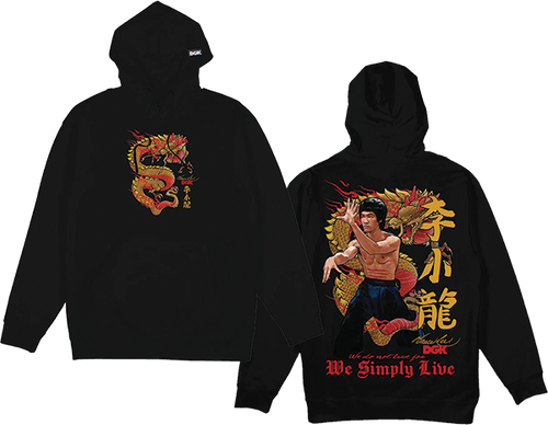DGK BRUCE LEE LIL DRAGON FLEECE HOODIE SWEATSHIRT SMALL BLACK