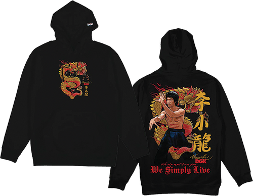 DGK BRUCE LEE LIL DRAGON FLEECE HOODIE SWEATSHIRT XLARGE BLACK