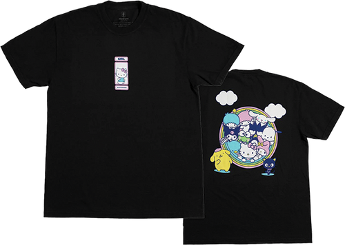 GIRL RAINBOW CIRCLE SHORT SLEEVE TSHIRT XLARGE BLACK