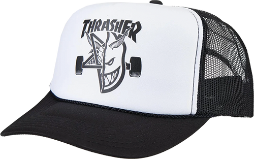THRASHER SF THRASH AND BURN MESH HAT ADJ-BK/WT/BK