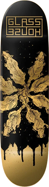 GLASS HOUSE RATS SKATEBOARD DECK 9.0 BLK/GOLD