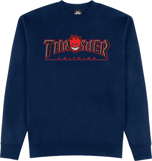 THRASHER SF BIG HEAD OUTLINE CREWNECK SWEATSHIRT MEDIUM NAVY