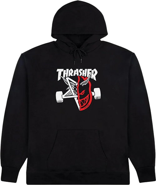 THRASHER SF THRASH AND BURN HOODIE SWEATSHIRT SMALL BLACK