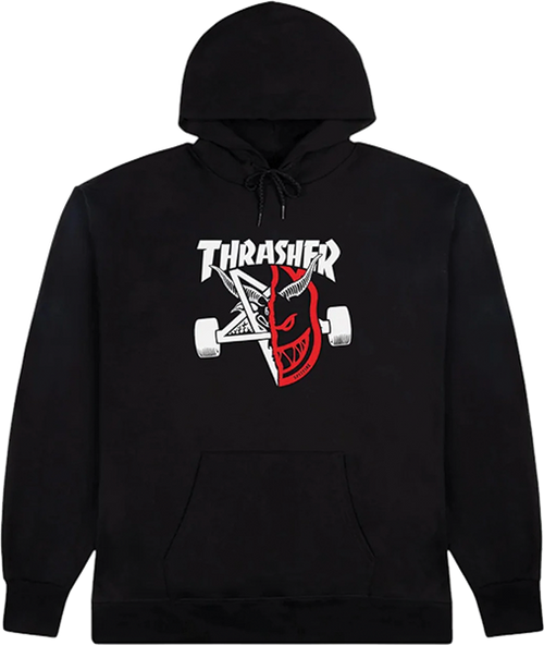 THRASHER SF THRASH AND BURN HOODIE SWEATSHIRT XLARGE BLACK