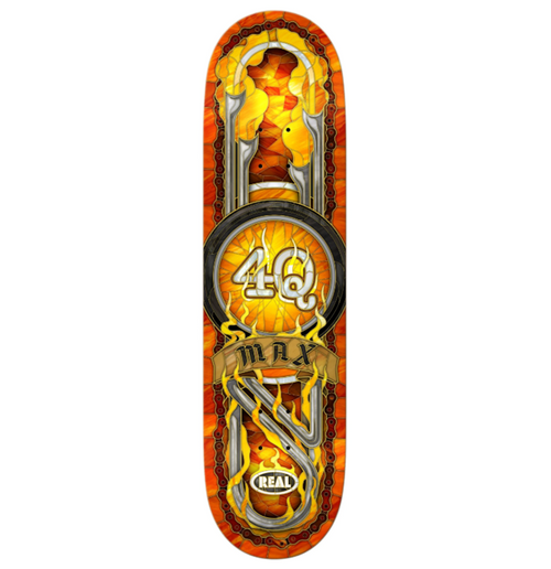 Real Max 4Q Cathedral Skateboard Deck Orange 8.5 wb14.25