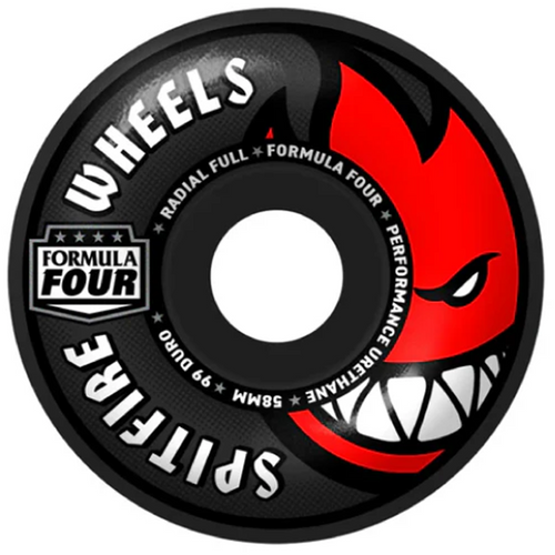 Spitfire F4 Radial Full Skateboard Wheels Black Orange 58/99