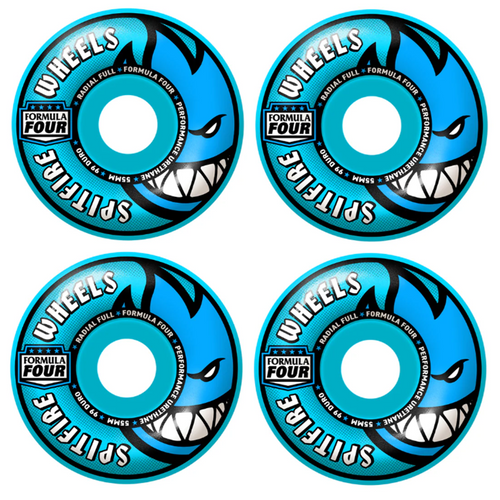 Spitfire F4 Radial Full Skateboard Wheels Light Blue 55/99