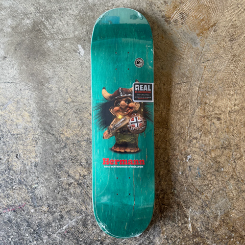 Real Herman Troll Dom Skateboard Deck Green Stain 8.5 wb14.38